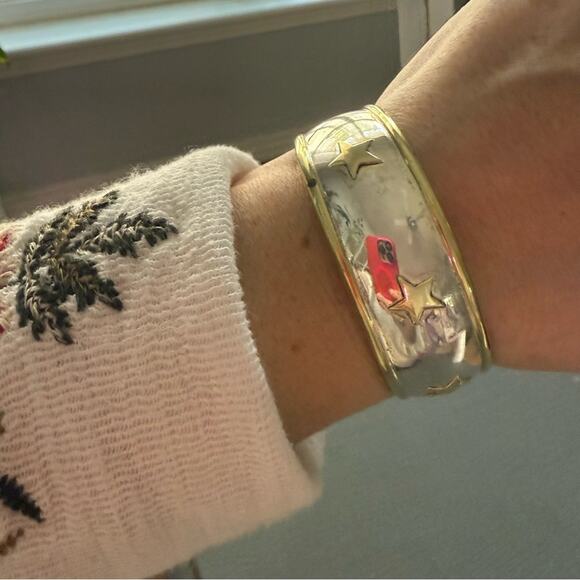 Mexico Jewelry - Mexico Sterling Silver Two Tone Star Cuff Bracelet